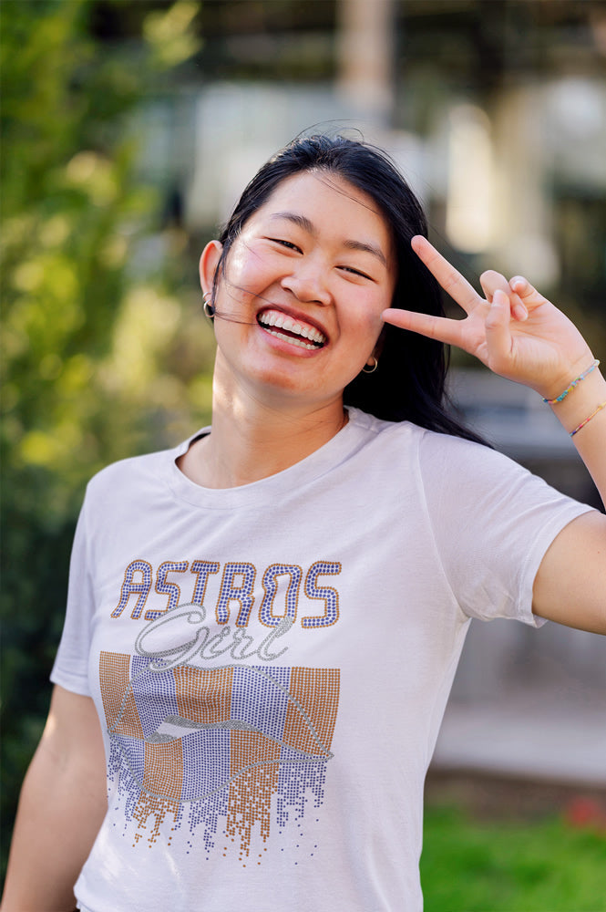 ASTROS Girl Lips Rhinestone T-shirt; baseball, Houston, H-Town; Large designDesign-HA20