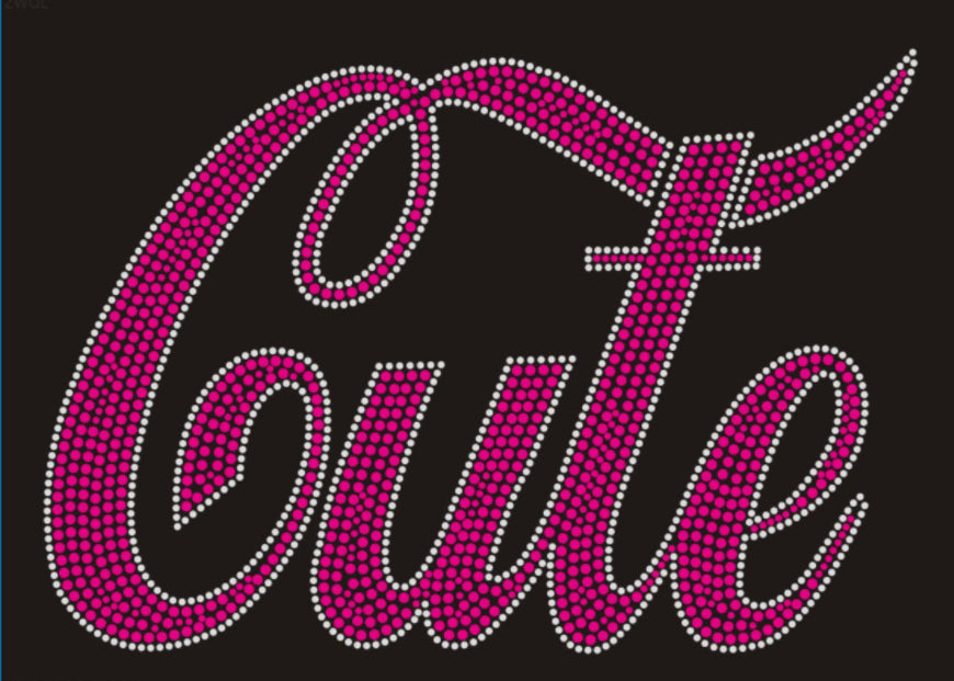 Cute Rhinestone T-shirt; Design CUTE-2