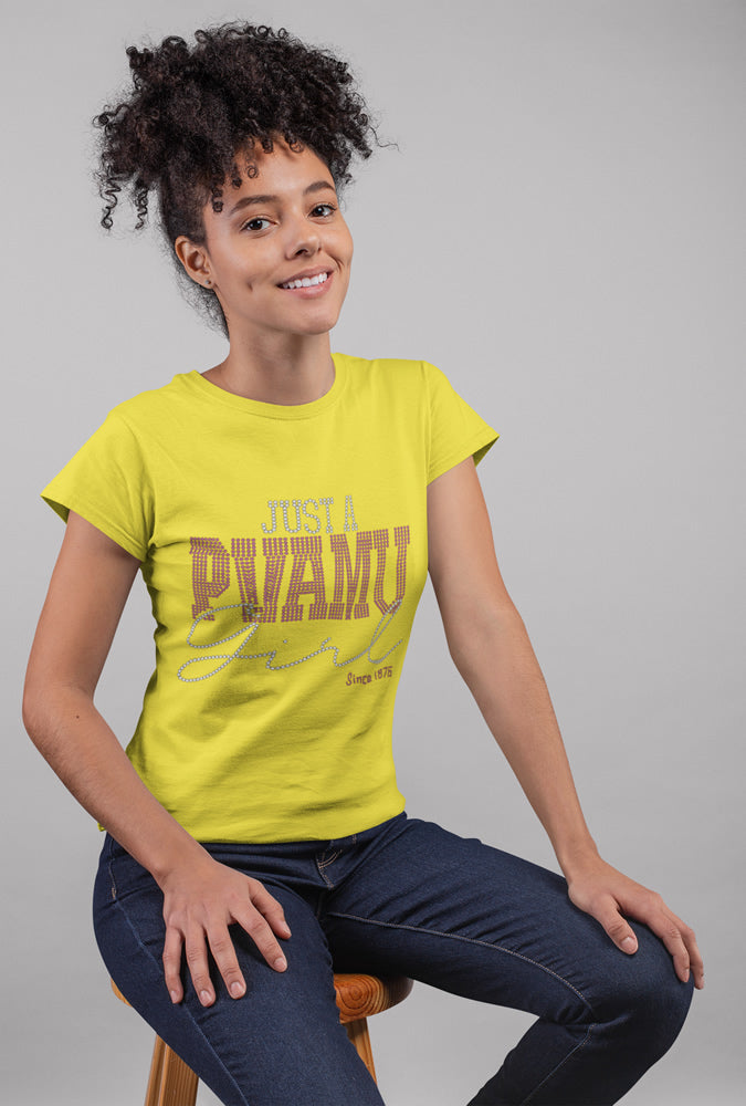 JUST A PVAMU Girl Rhinestone T-shirt; Prarie View A&M University; Design-PV3
