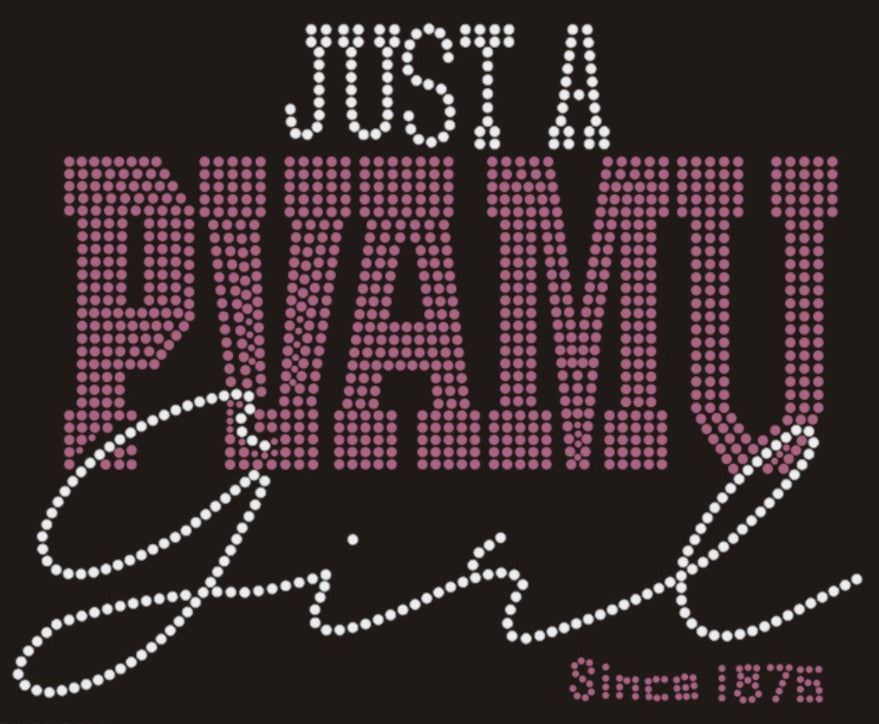 JUST A PVAMU Girl Rhinestone T-shirt; Prarie View A&M University; Design-PV3