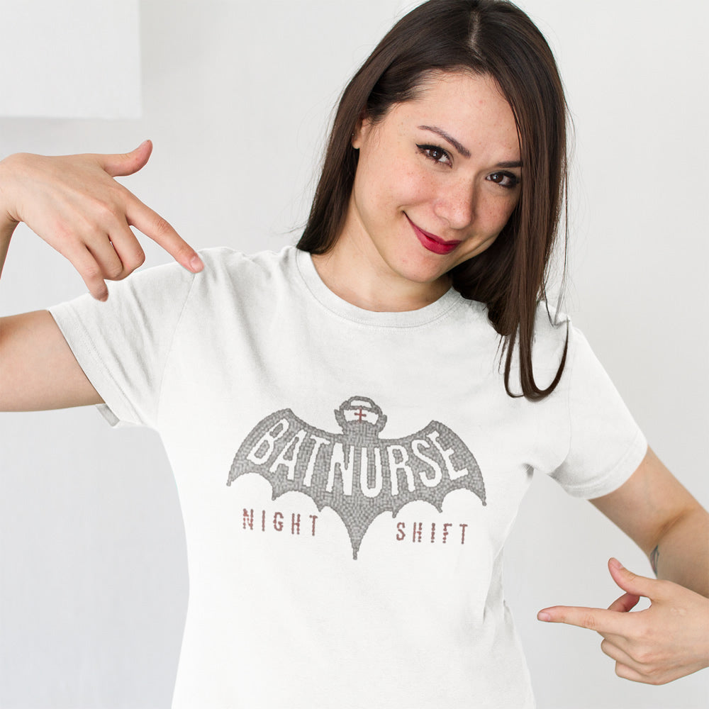 BatNurse Night Shift Rhinestone T-shirt; nursing; Design NURSE-3