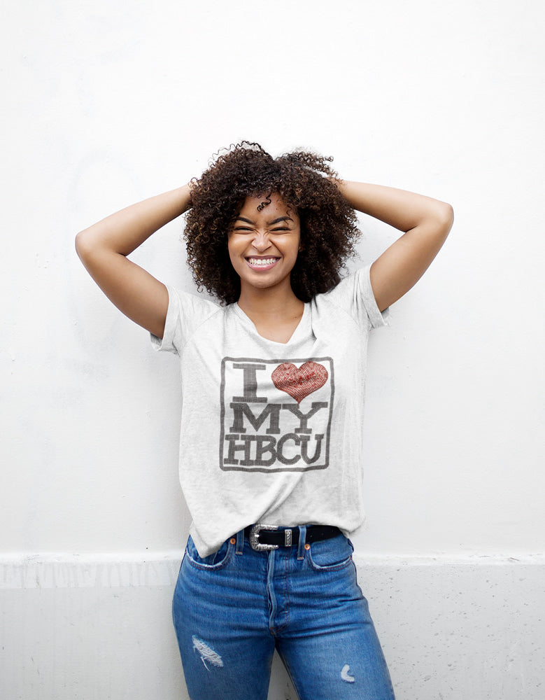 I Love (Heart) My HBCU Rhinestone T-shirt; Historically Black Colleges and Universities; African-American; Design-HBCU1