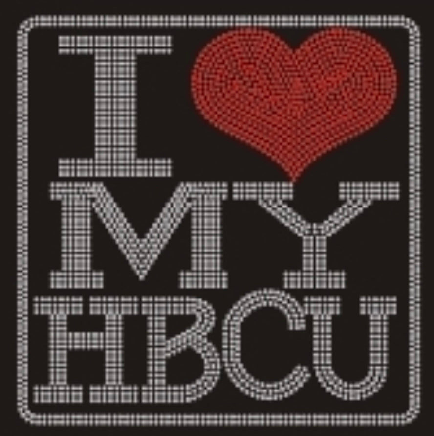 I Love (Heart) My HBCU Rhinestone T-shirt; Historically Black Colleges and Universities; African-American; Design-HBCU1
