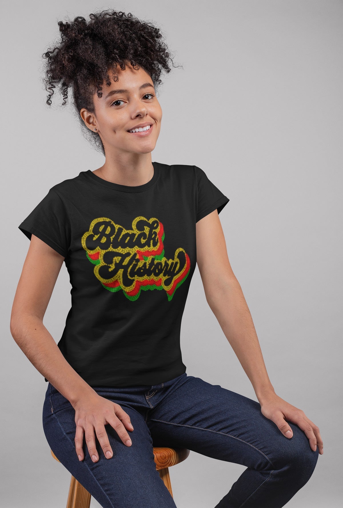 Black History Rhinestone T-shirt; African-American; Design-BH1
