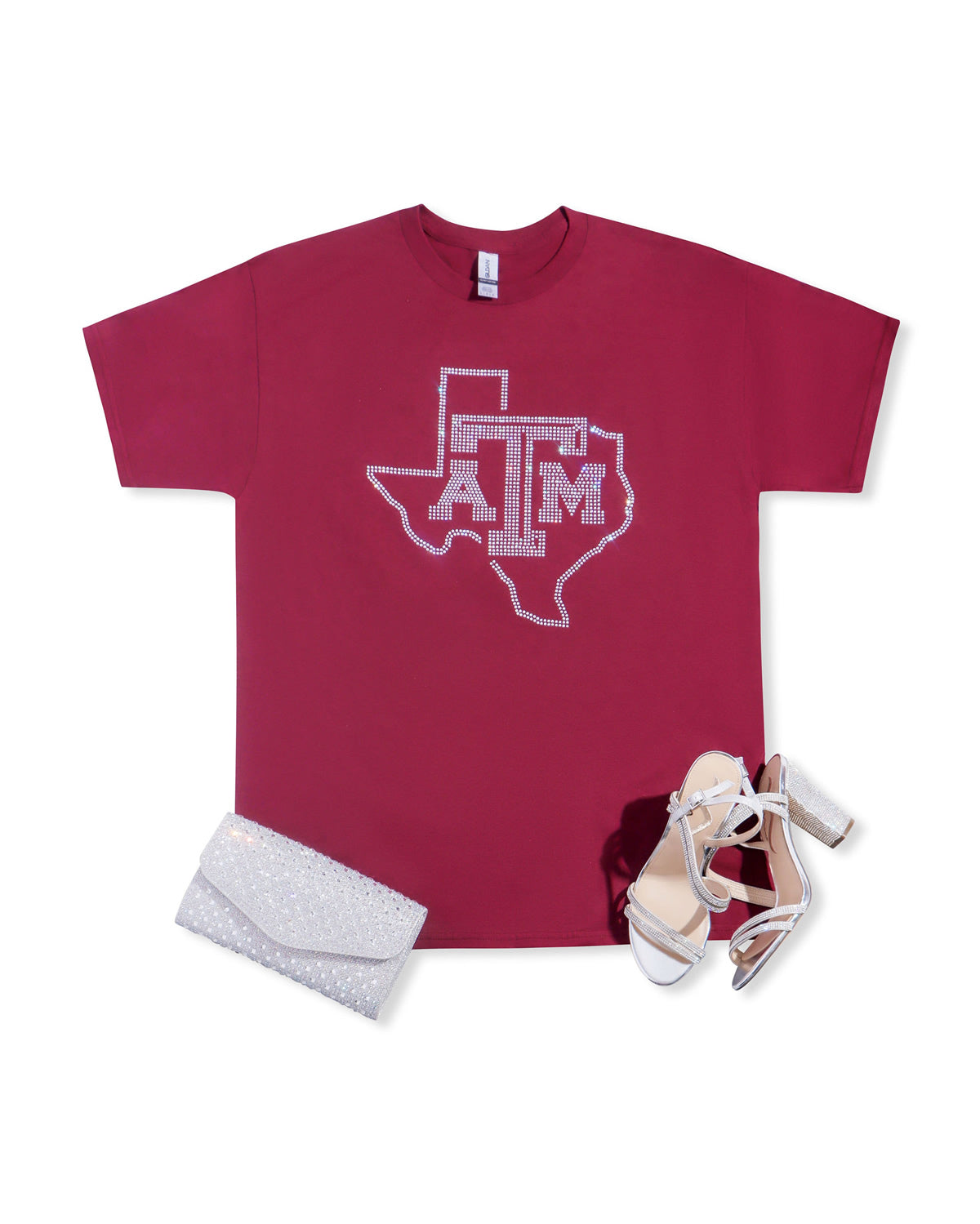 Texas A&M Rhinestone T-shirt; TAMU, University; Large design; Design-TAM1
