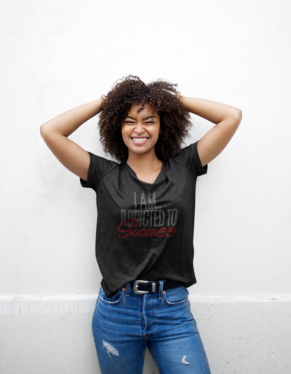 I Am Addicted To Success Rhinestone T-shirt; Design MISC-5