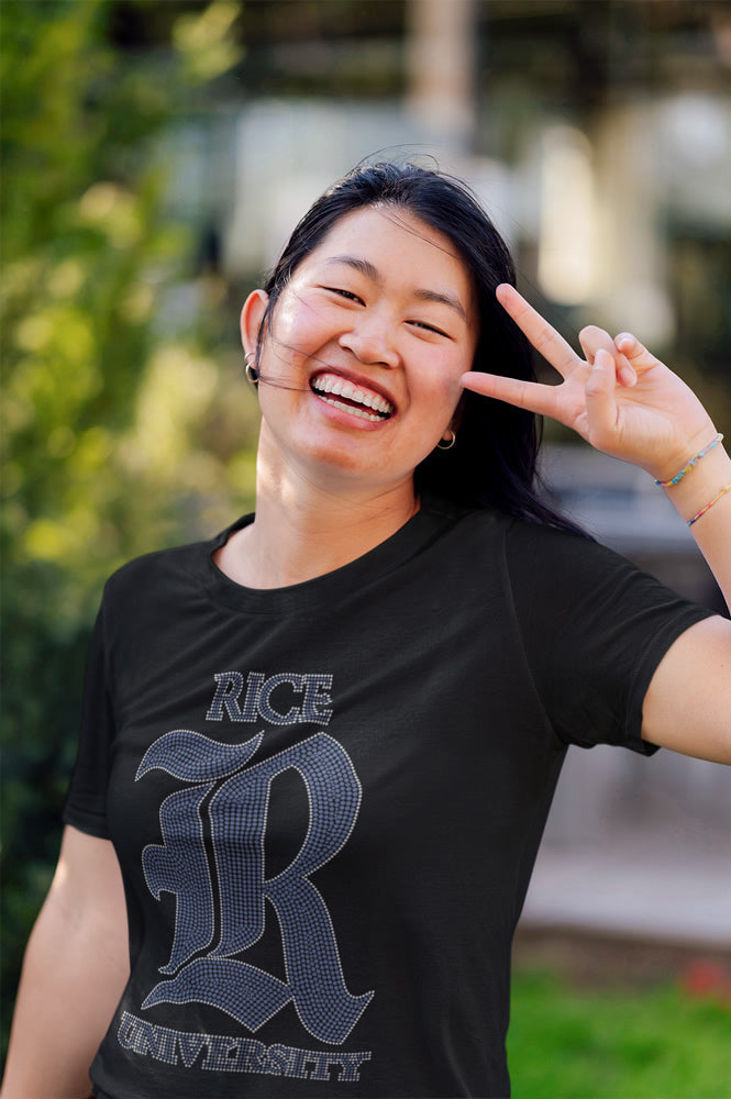 Rice University Rhineston T-shirt; Large design; Design-RU1
