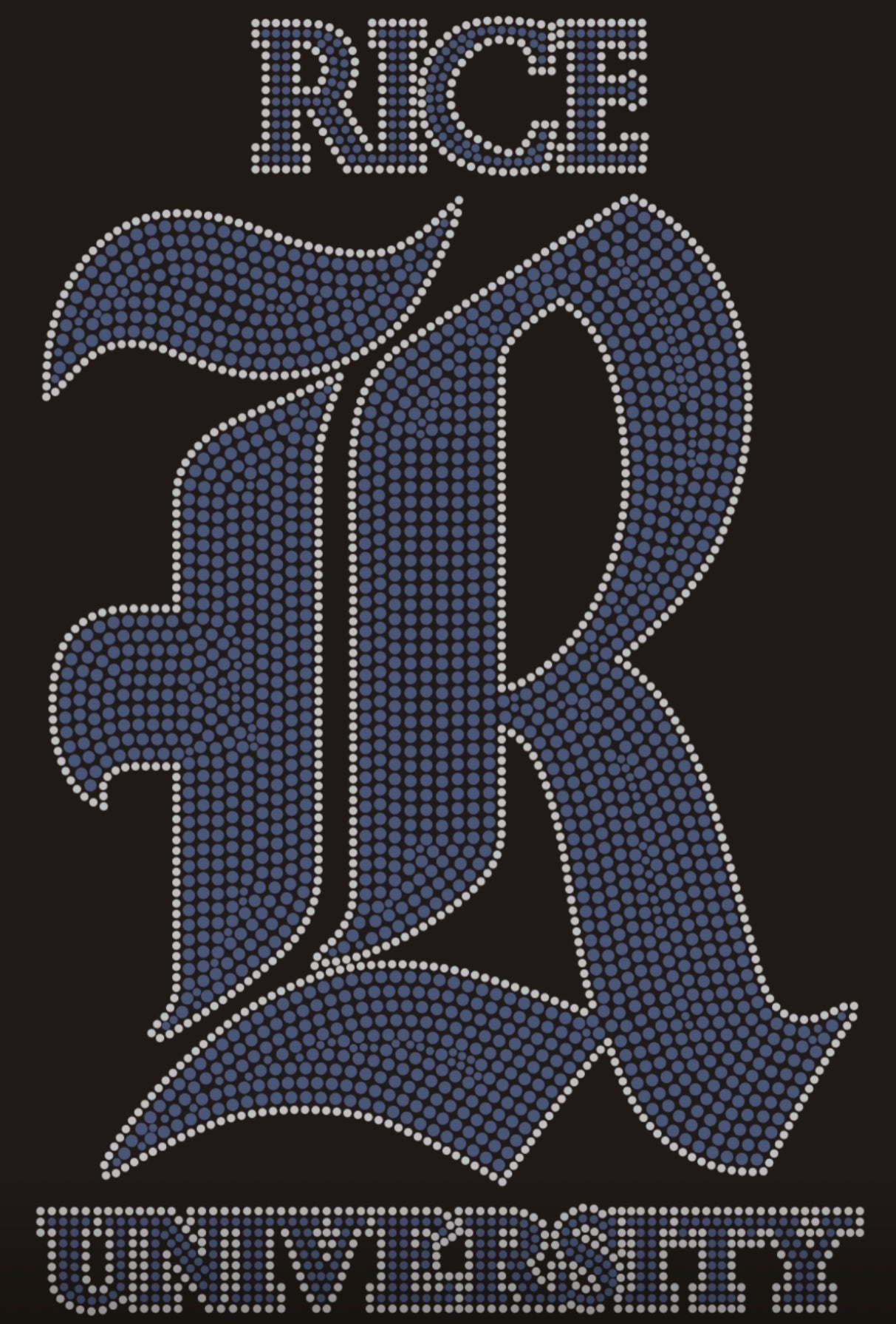 Rice University Rhineston T-shirt; Large design; Design-RU1