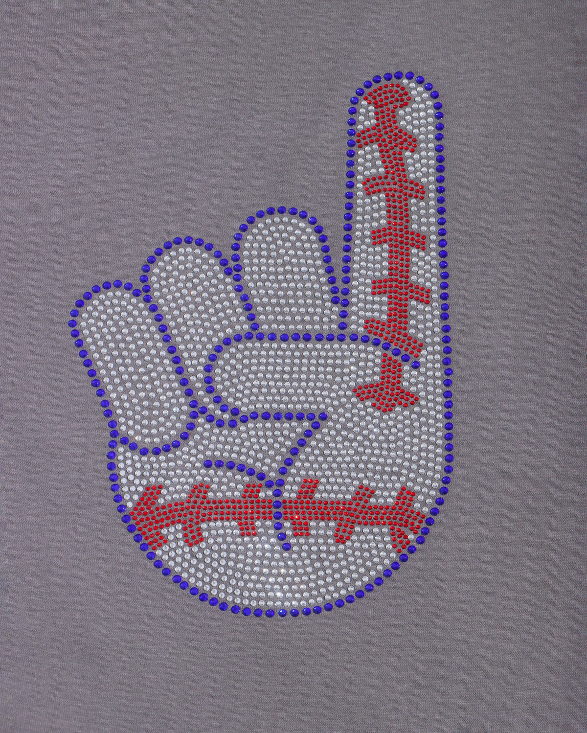 Baseball Hand/Finger Rhinestone T-shirt; Design BASE-7