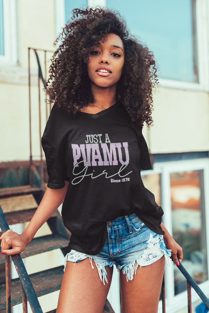 Just a PVAMU Girl Since 1875 Rhinestone T-shirt; Prarie View A&M University; Design-PV2