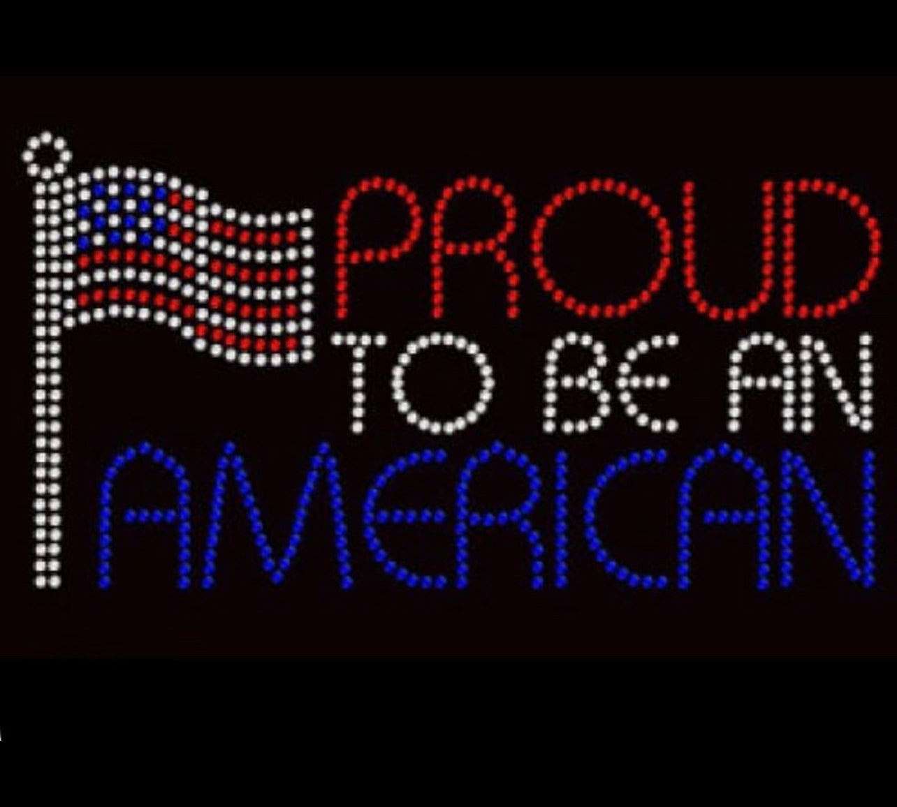 Proud to be an American Flag Rhinestone T-shirt; holidays, United States, US, USA; Design FLAG-4