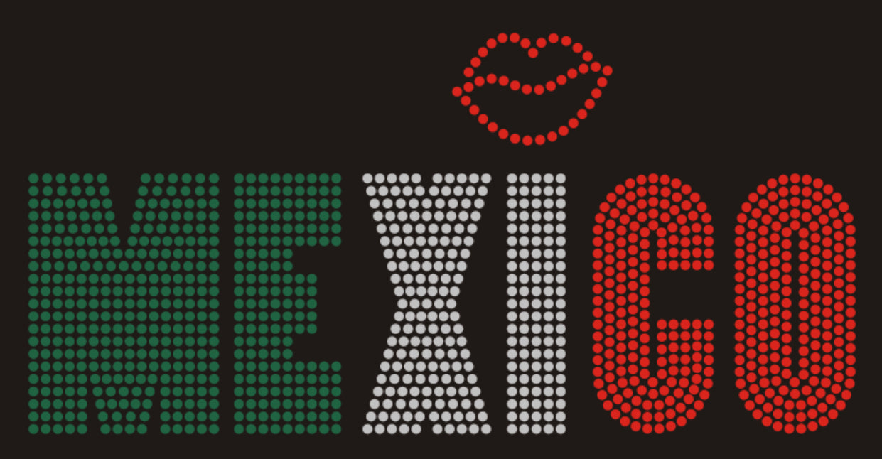 MEXICO and Lips Rhinestone T-shirt; latina; Design-MX1
