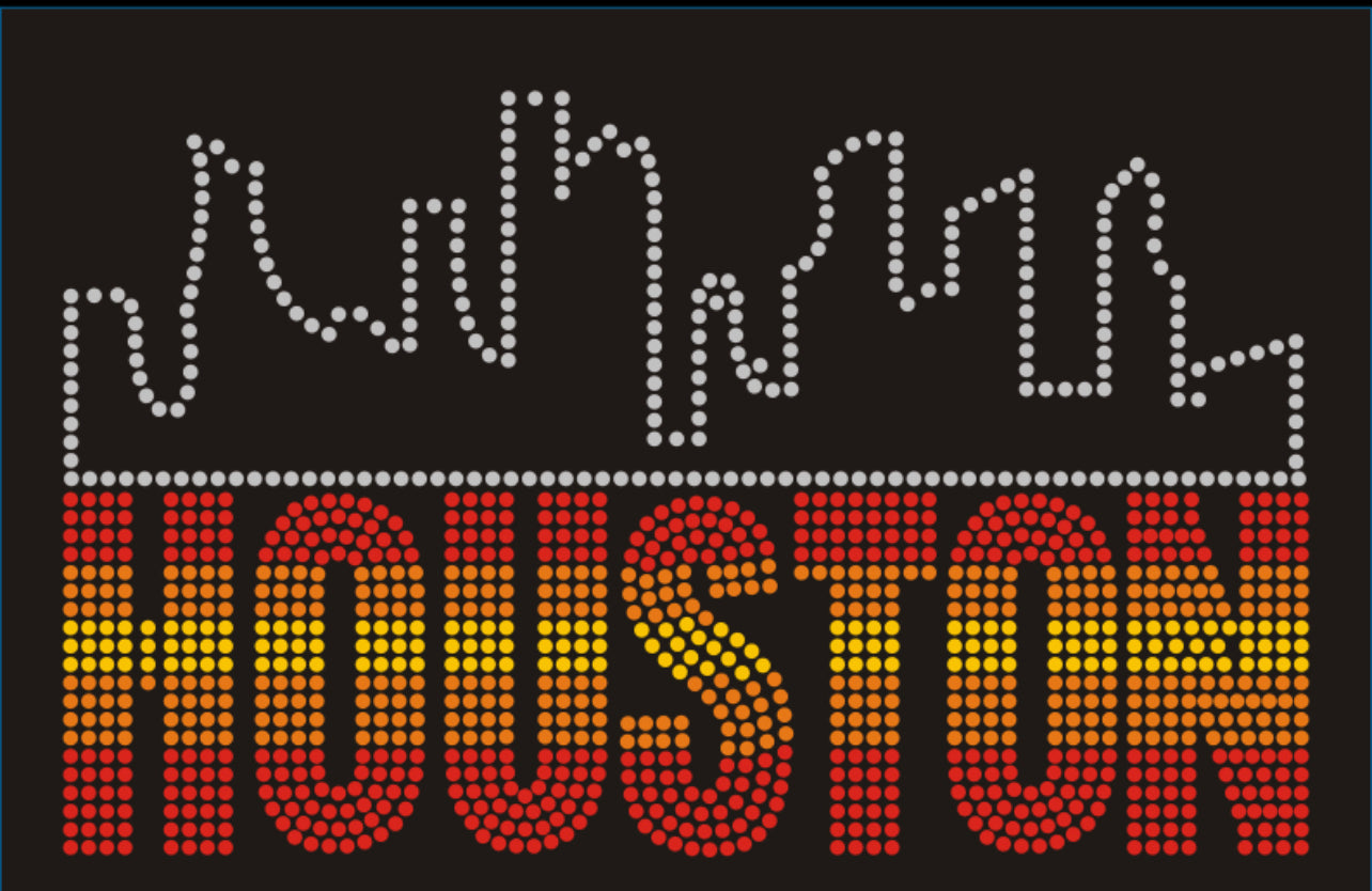 HOUSTON Skyline Colorful Rhinestone T-shirt; H-Town; Design-HOU1