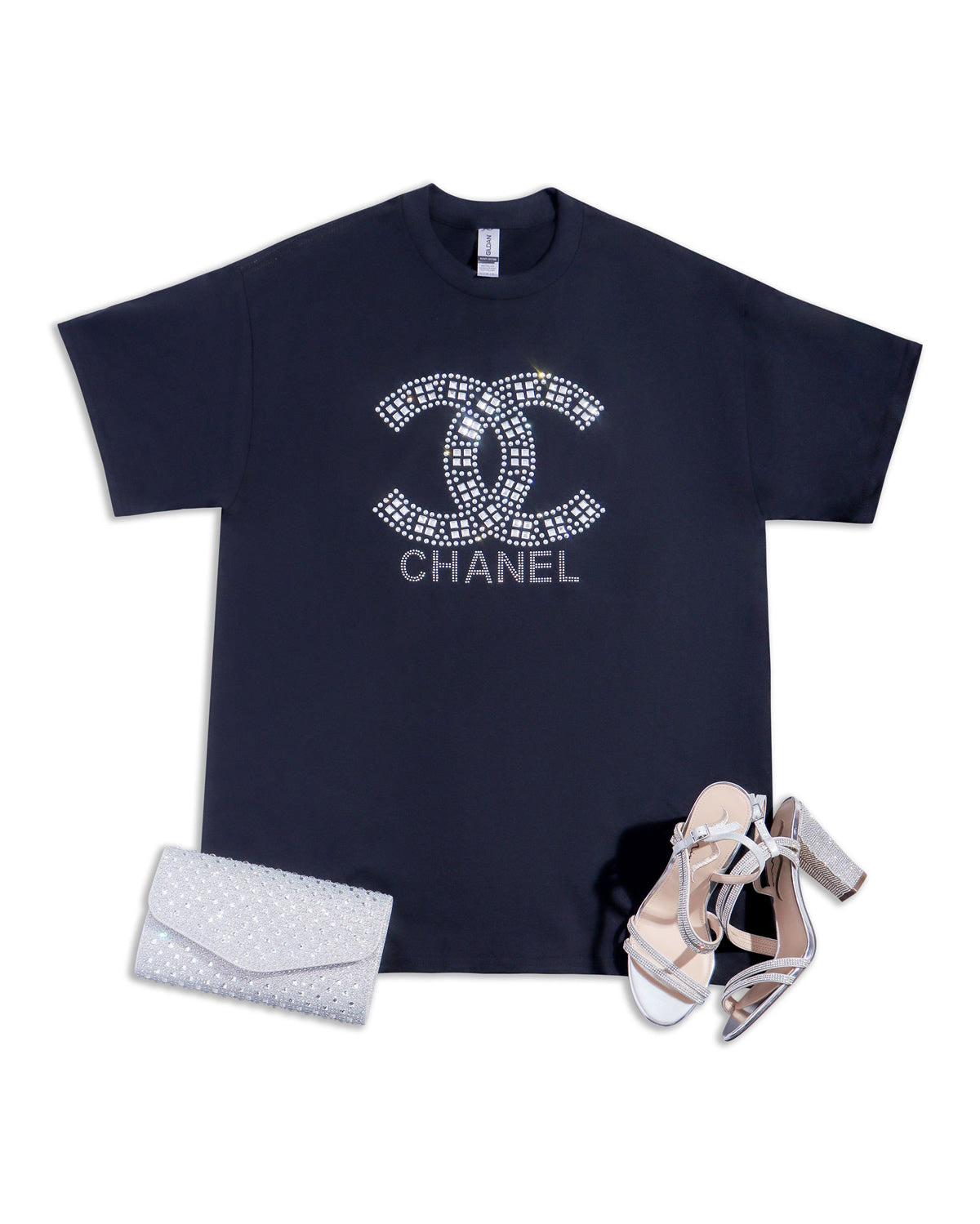 CHANEL CC Metal and Rhinestone T-shirt; Design-C13