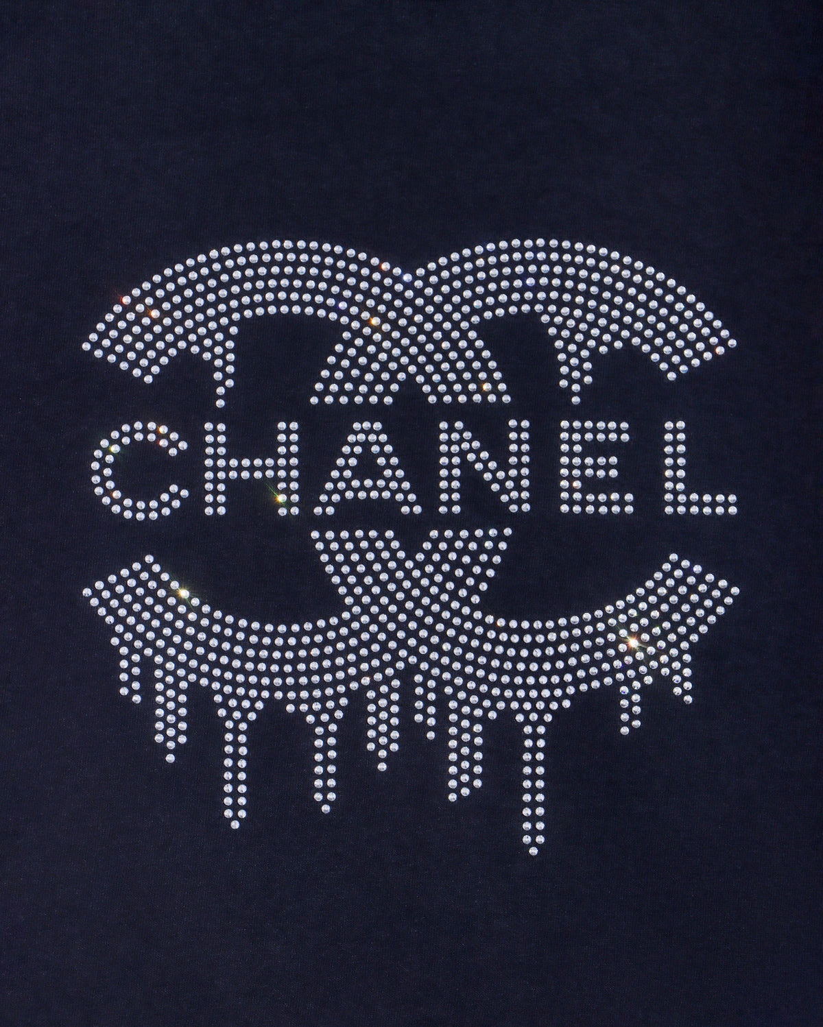 CHANEL Drip Rhinestone T-shirt; CC; Design-C8