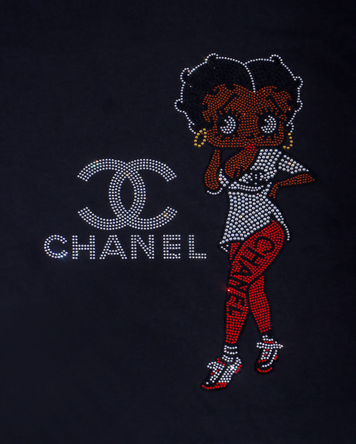 CHANEL Betty Boop Red Pants Rhinestone T-shirt; CC, Large design; Design-C9BBB