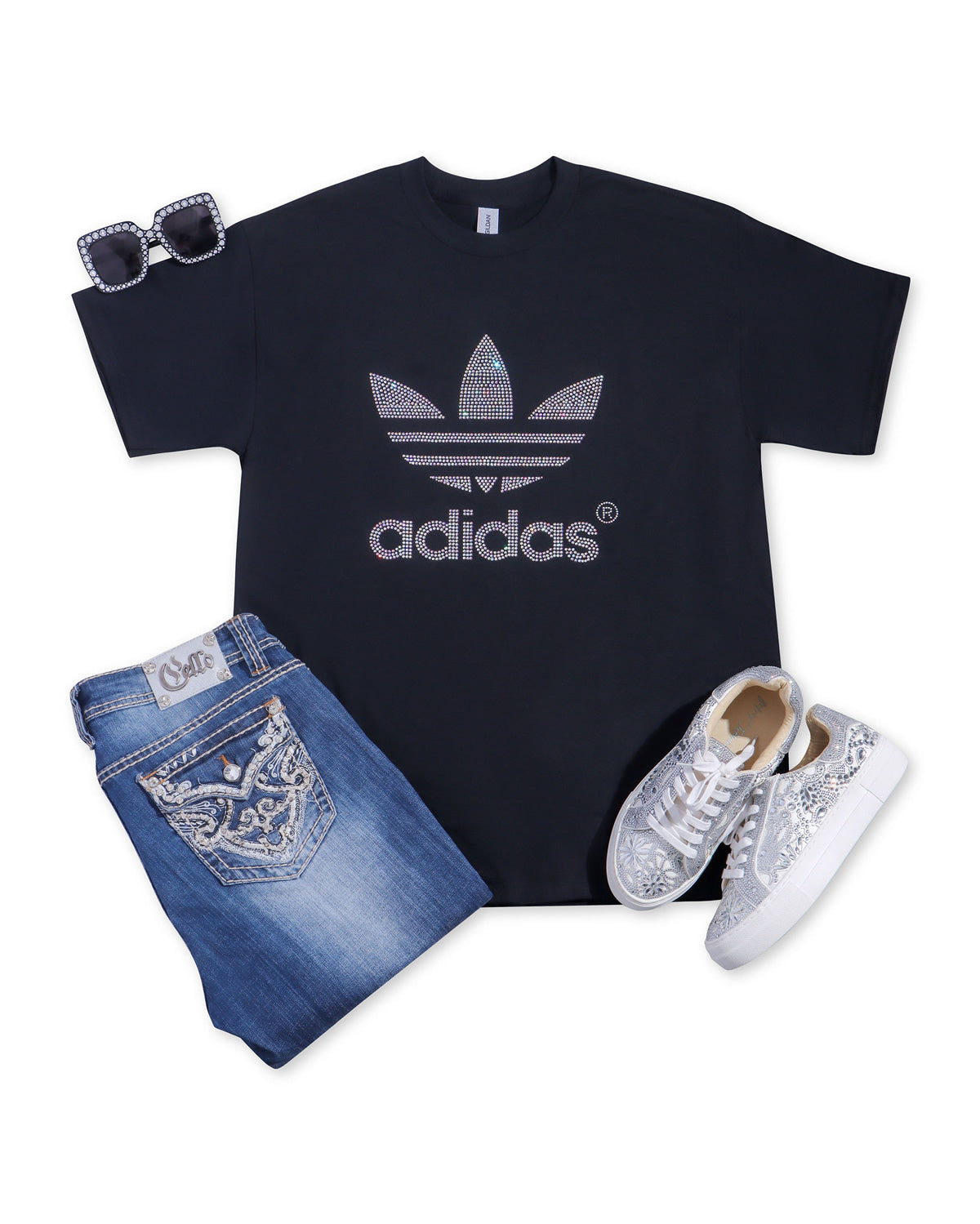 Adidas Rhinestone T-shirt; Design-AD1