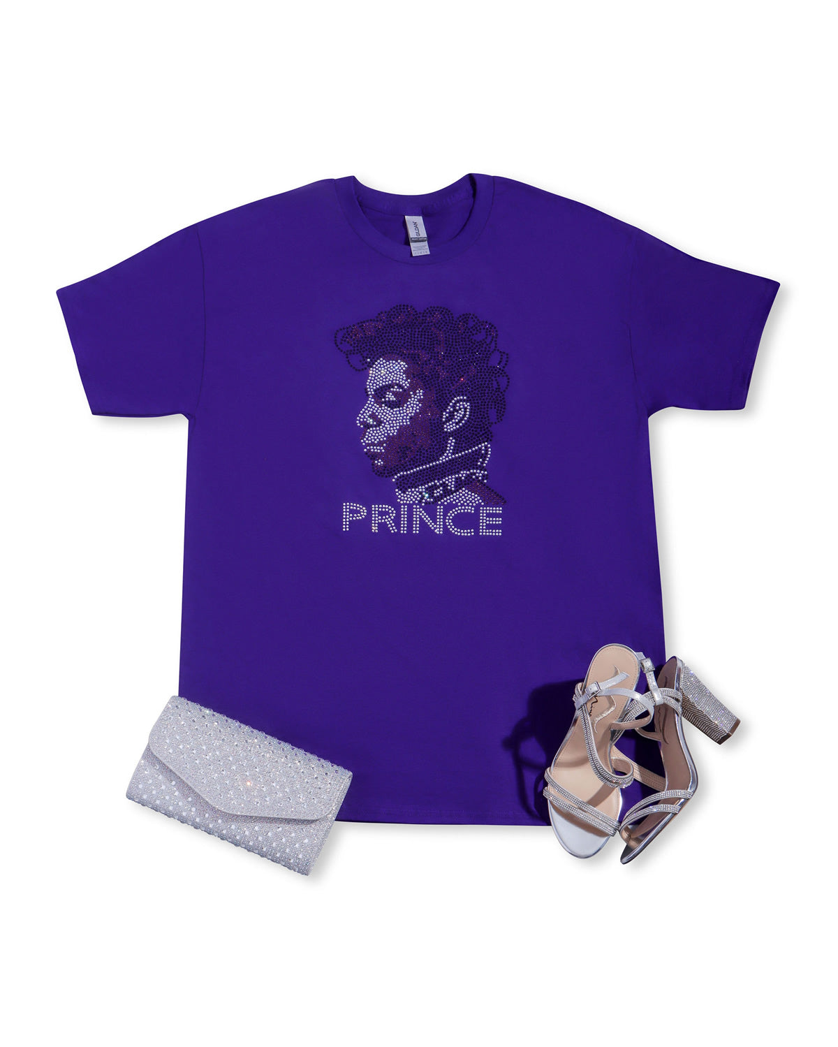 PRINCE Rhinestone T-shirt; music, celebrity; Large design; Design-PR1