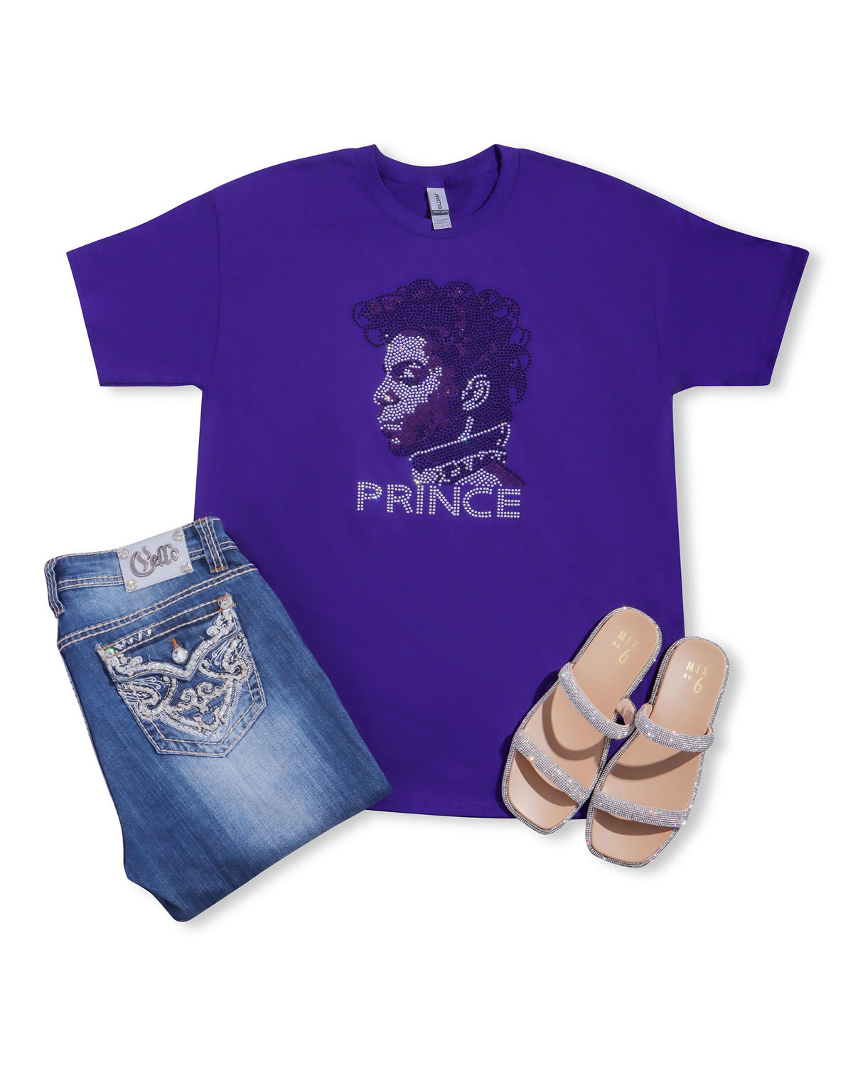 PRINCE Rhinestone T-shirt; music, celebrity; Large design; Design-PR1