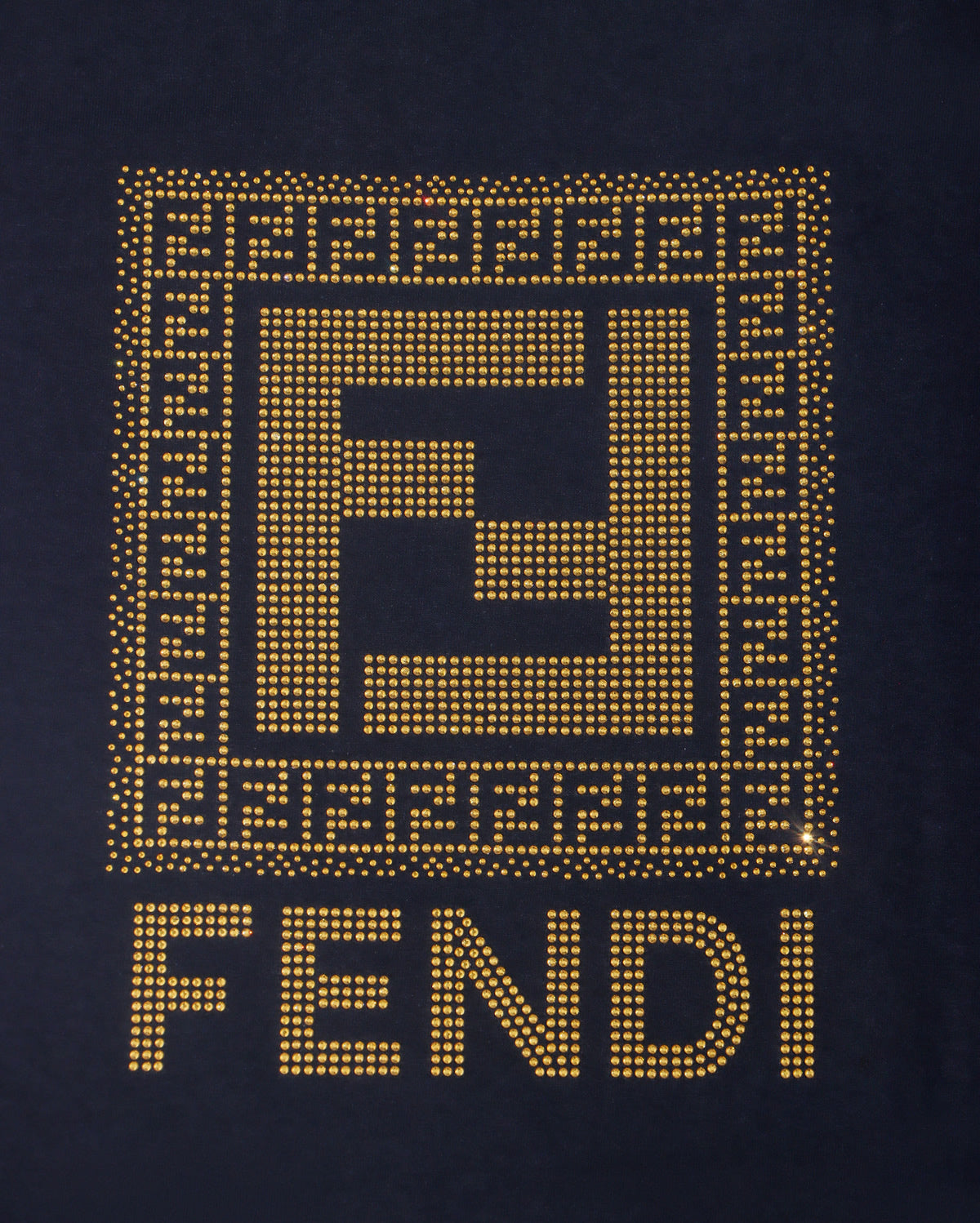 FENDI Rhinestone T-shirt; FF Square; Design-F2