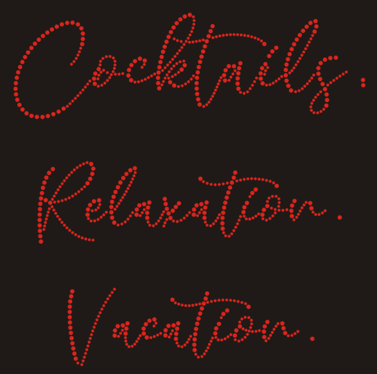 Cocktails. Relaxation. Vacation. Rhinestone T-shirt; travel; Design-TRV1