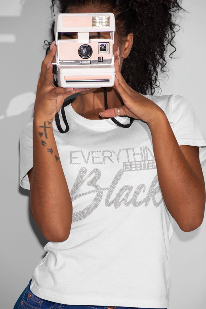 Everything is Better in Black Rhinestone T-shirt; ***FYI: Black rhinestones will appear gray on a black mock-up! Design MISC-19