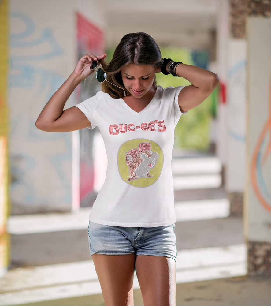 BUC-EE'S Rhinestone T-shirt; beaver; Large design; Design B-E