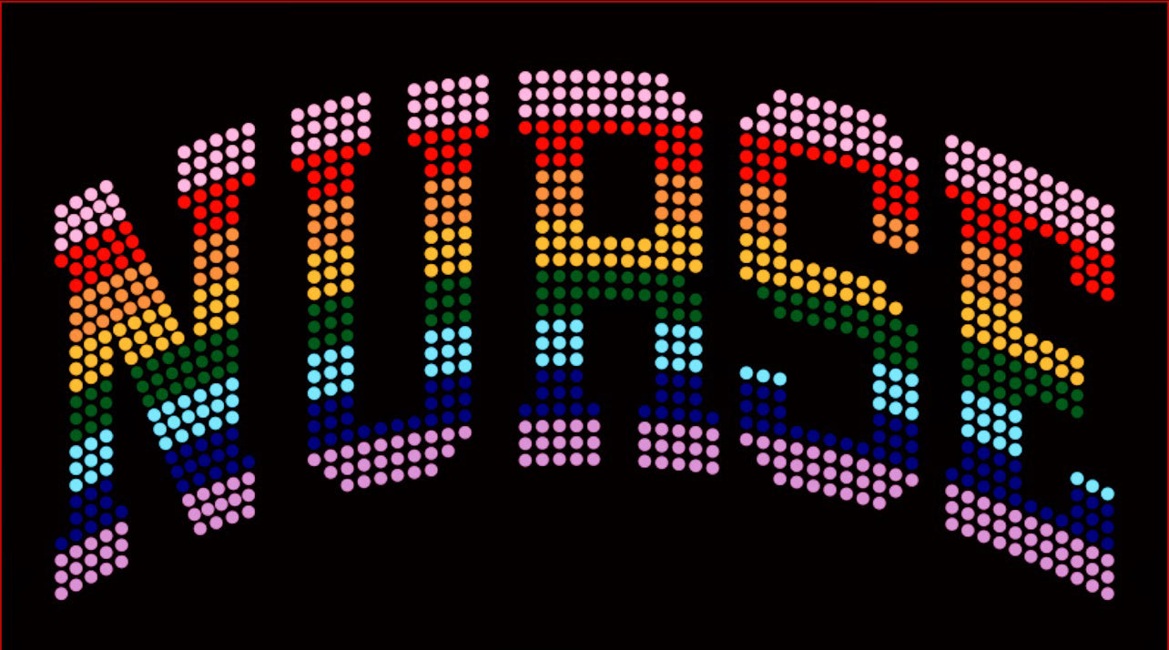 NURSE Rainbow Rhinestone T-shirt; nursing; Design PRIDE-7