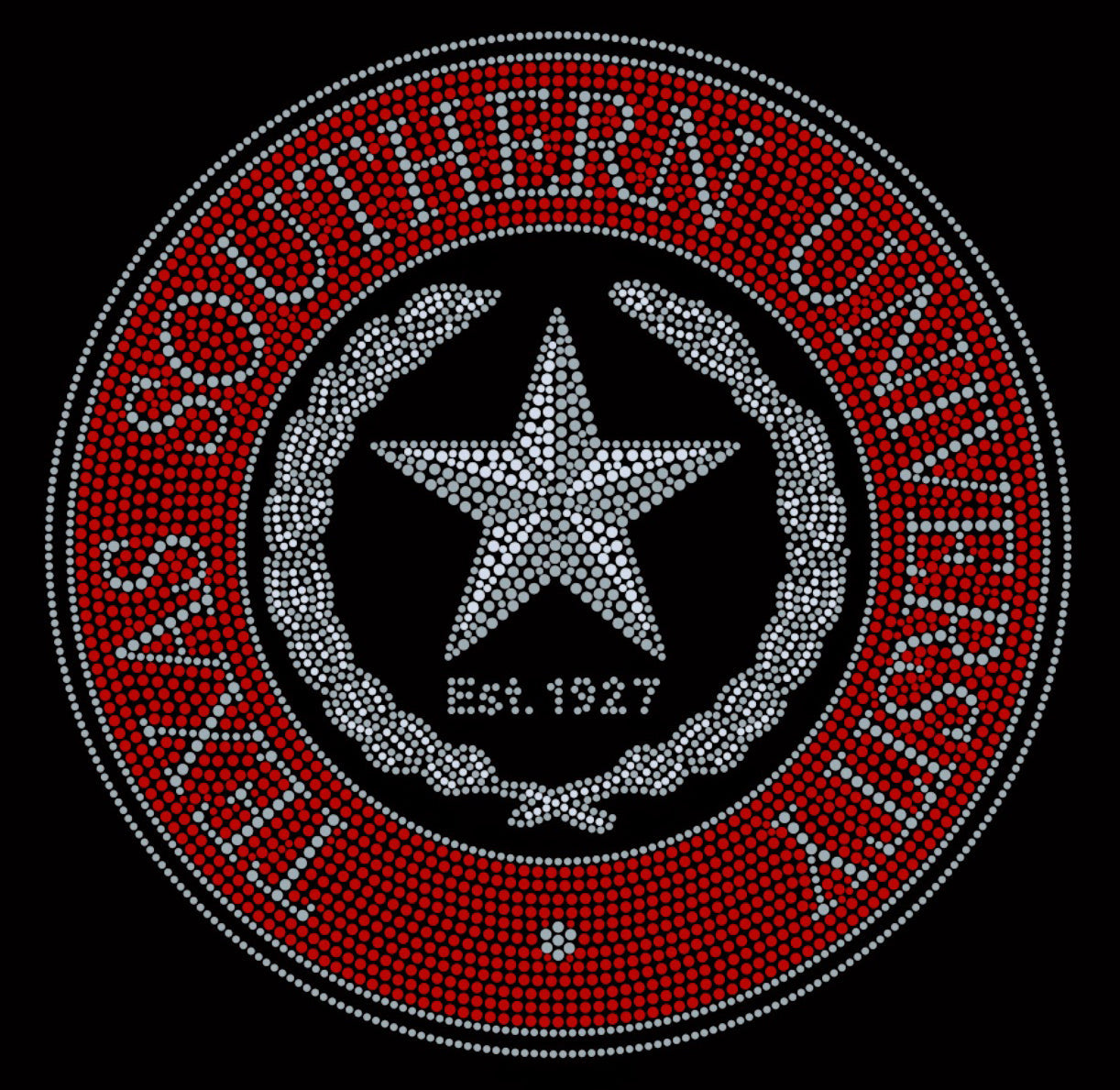 Texas Southern University Circle Rhinestone T-shirt; TSU; Large design; Design TxS-3
