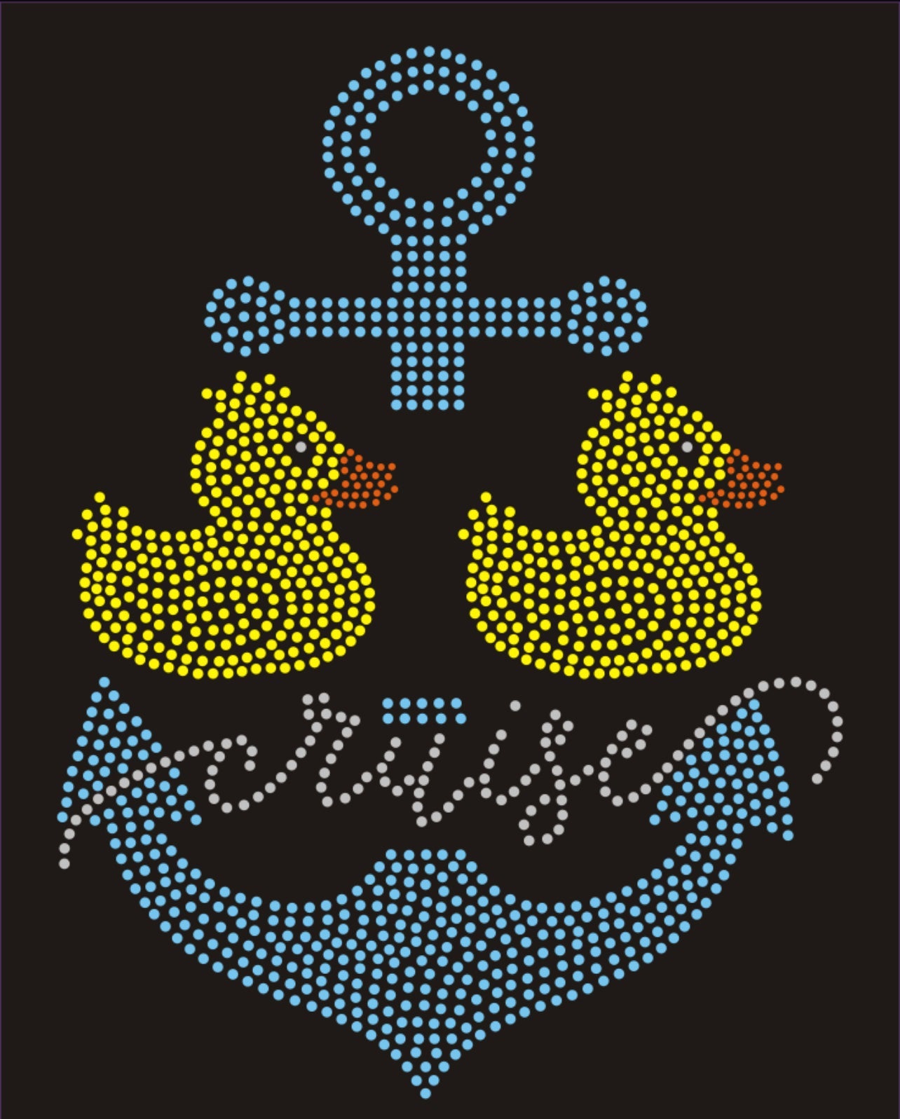 Cruise Ducks and Anchor Rhinestone T-shirt; Crusing, Anchor; Large design; Design-CRU6