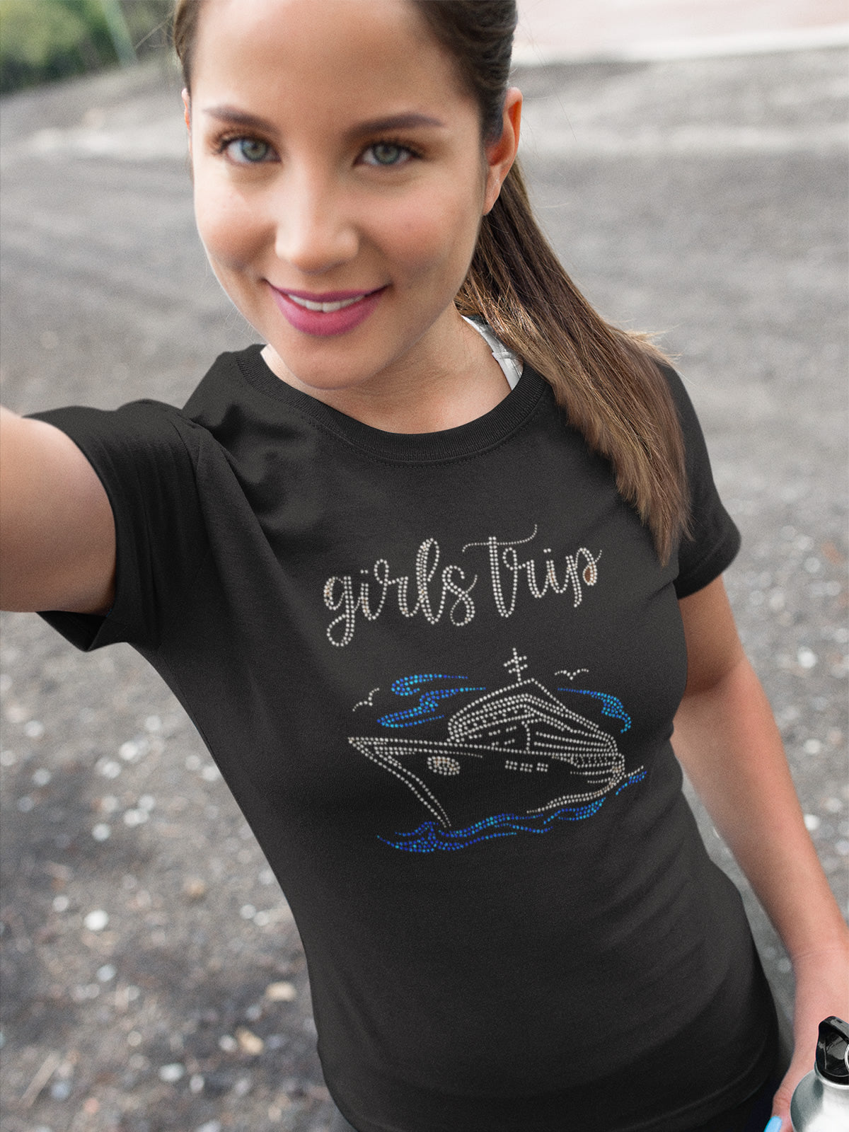 Girls Trip Rhinestone T-shirt; cruise ship; Design-CRU8