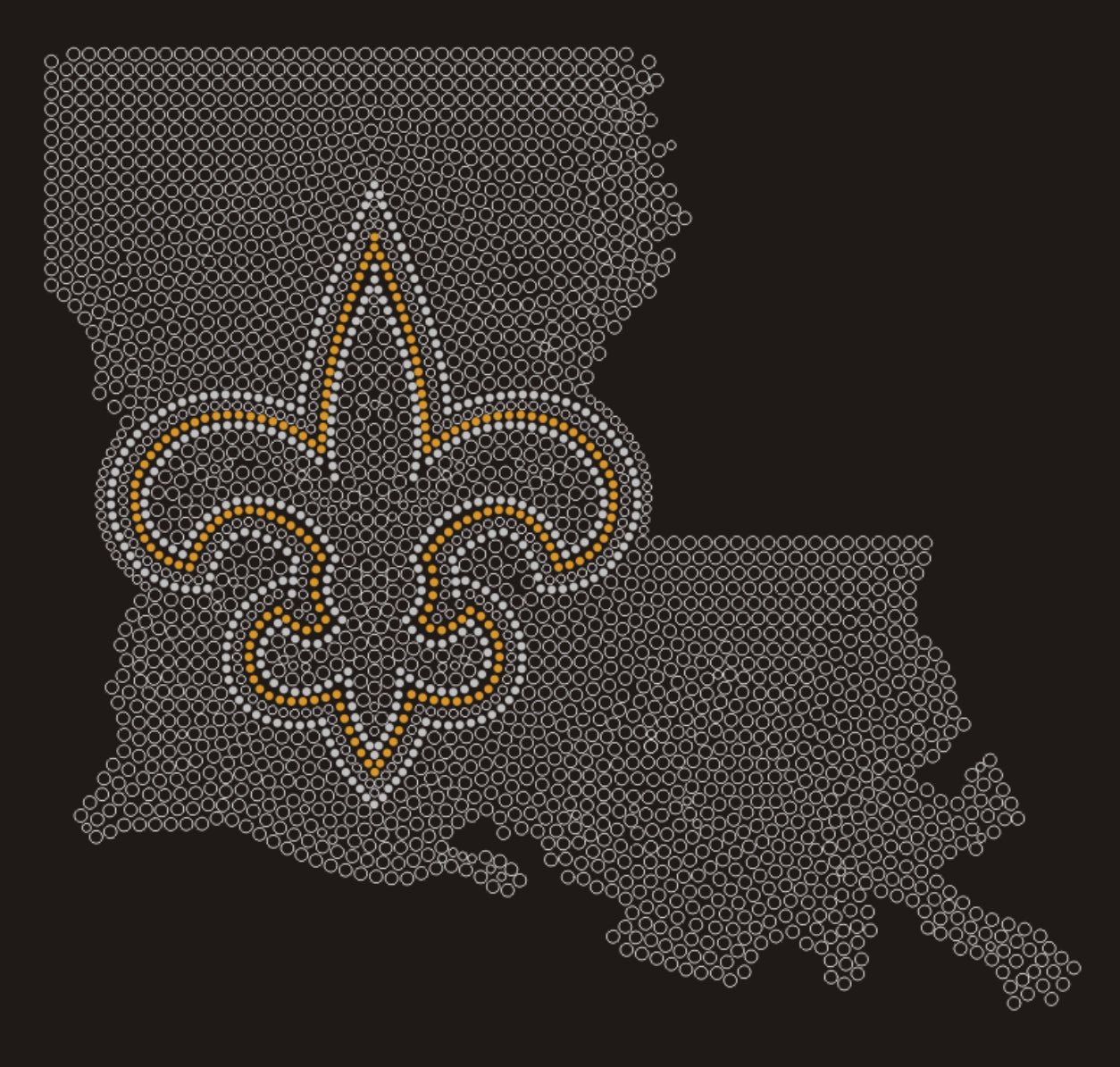 Fleur de Lis in Louisiana (State) Rhinestone T-shirt; Louisiana; ***FYI: Black rhinestones will appear gray on a black mock-up! Design FLEUR-3