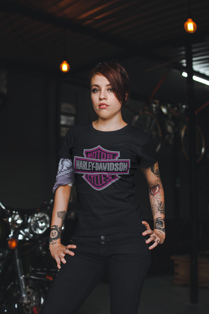 HARLEY-DAVIDSON MOTORCYCLES Rhinestone T-shirt; Design-HD1