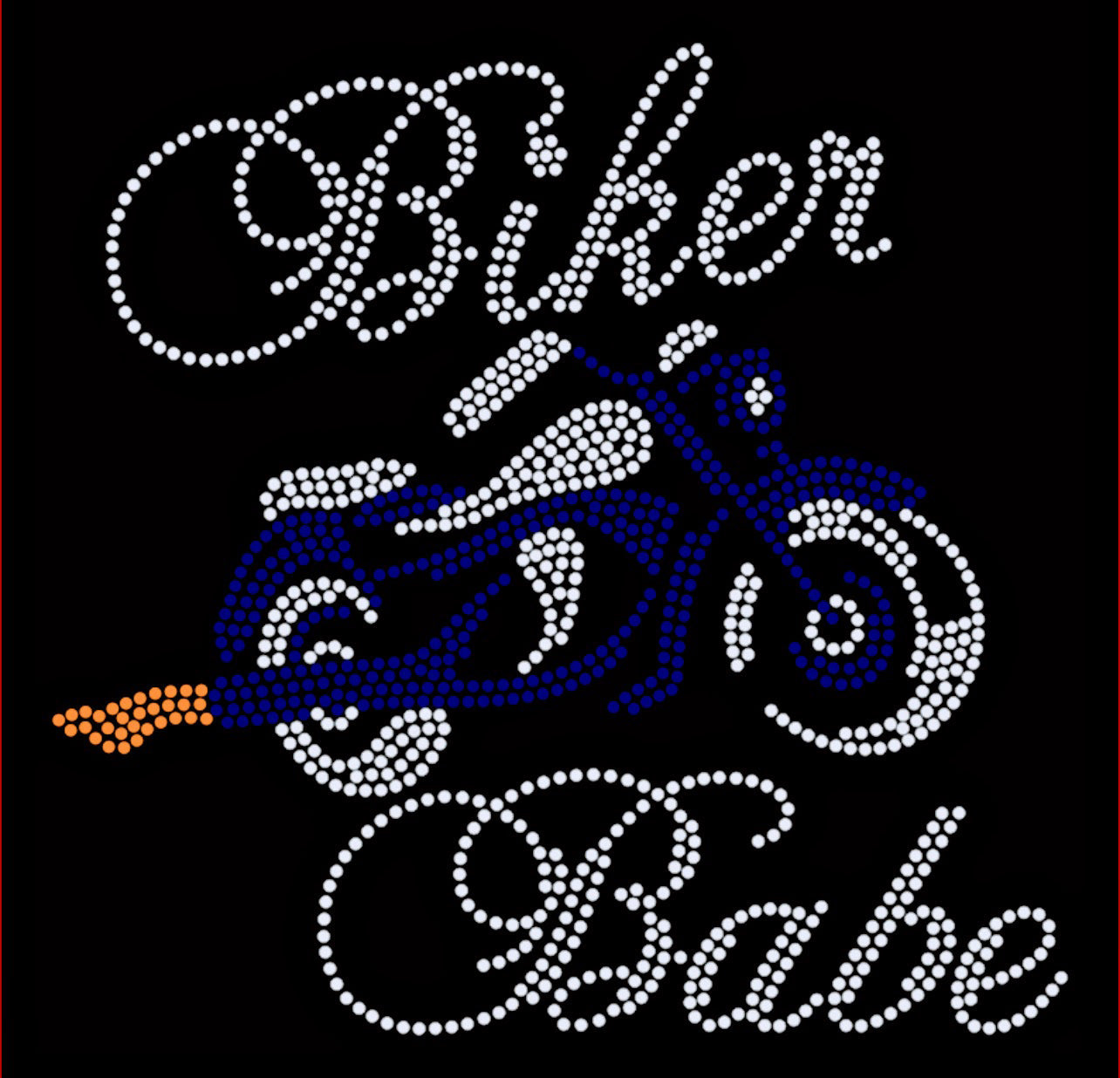 Biker Babe Rhinestone T-shirt; royal motorcycle; Design BIKER-2