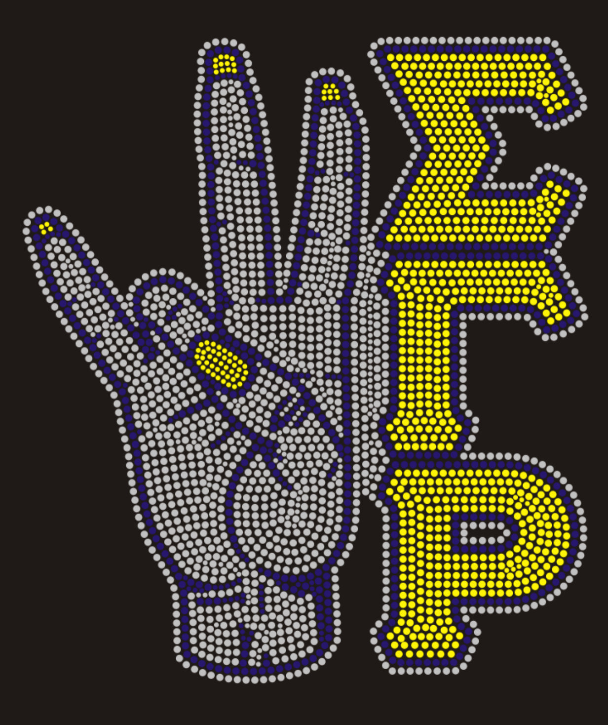 Sigma Gamma Rho Rhinestone T-shirt; hand, Greek; Design-SG2