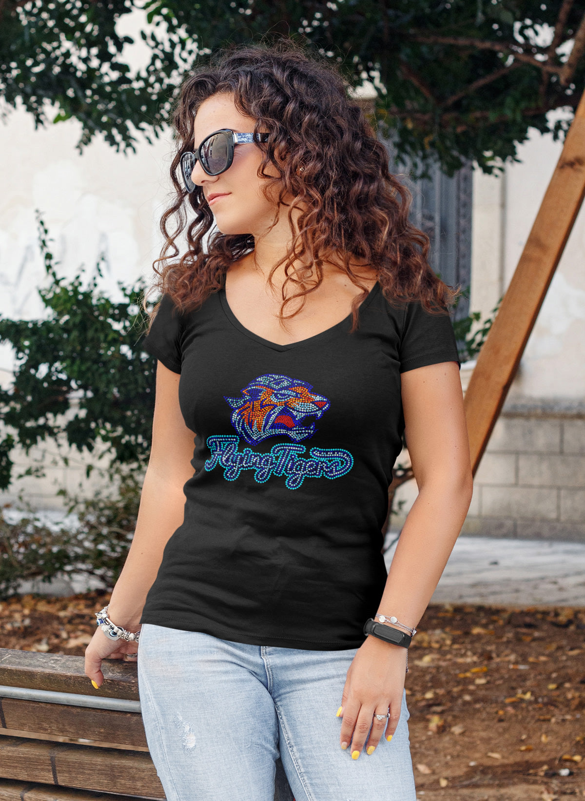 Sowella Community College Tigers Rhinestone T-shirt; Design-SCC