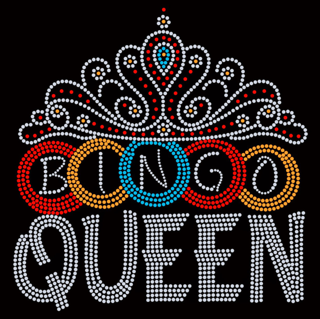 Bingo Queen Colorful Rhinestone T-shirt; chips; Design-BGO1