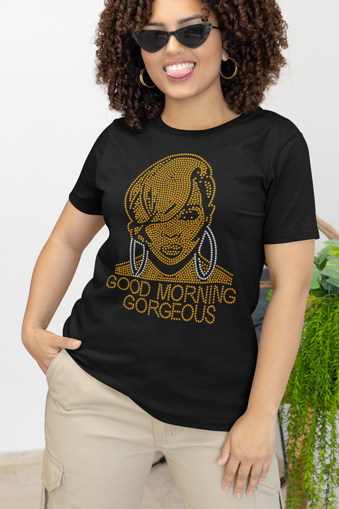 Good Morning Gorgeous Rhinestone T-shirt; Mary J Blige; MJB, music, celebrity; Design-MJB2