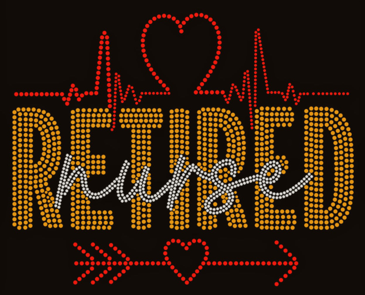 Retired Nurse Rhinestone T-shirt; strip; Design NURSE-4