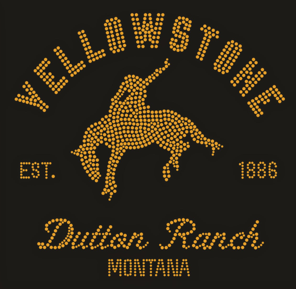 YELLOWSTONE Est 1886 Dutton Ranch Montana Rhinestone T-shirt; Cowboy, Cowgirl, Horse, Western; Design WEST-2