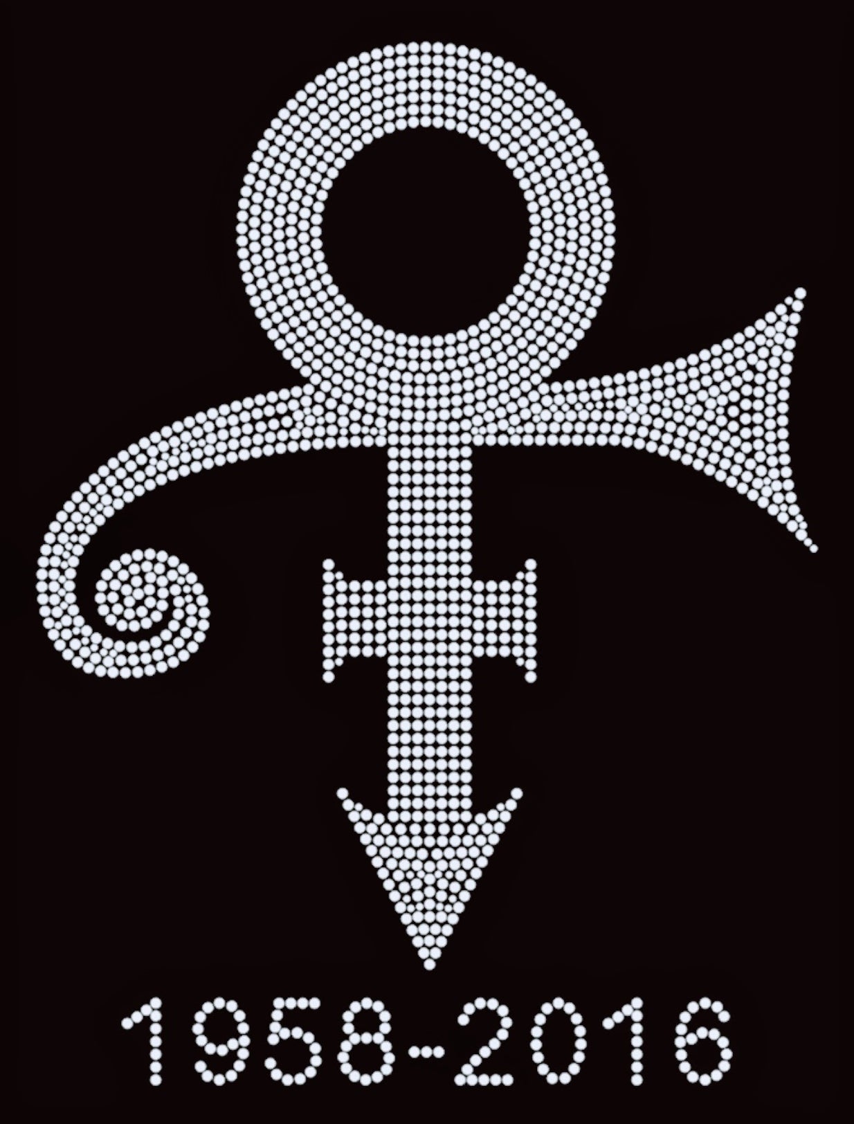 PRINCE Symbol 1958-2016 Rhinestone T-shirt; music, celebrity; Large design; Design-PR3