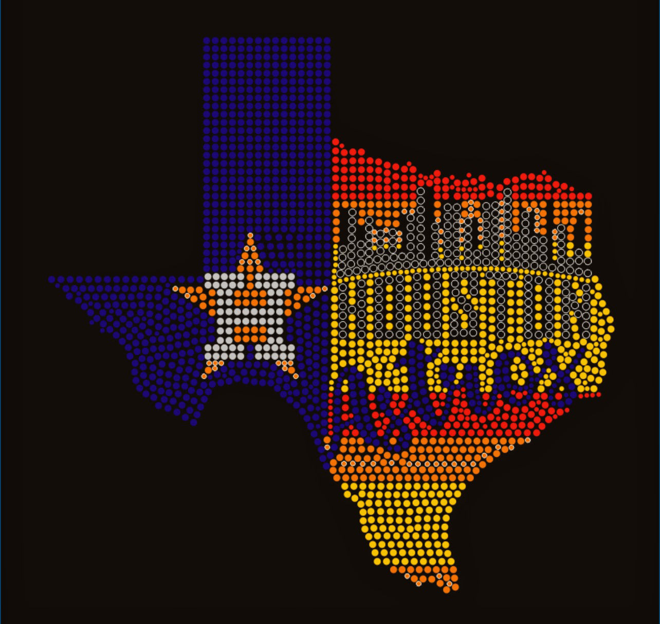 Houston Astros "H" Star and Skyline in Texas (State) Rhinestone T-shirt; baseball, retro, stripes, H-Town; Design-HA23