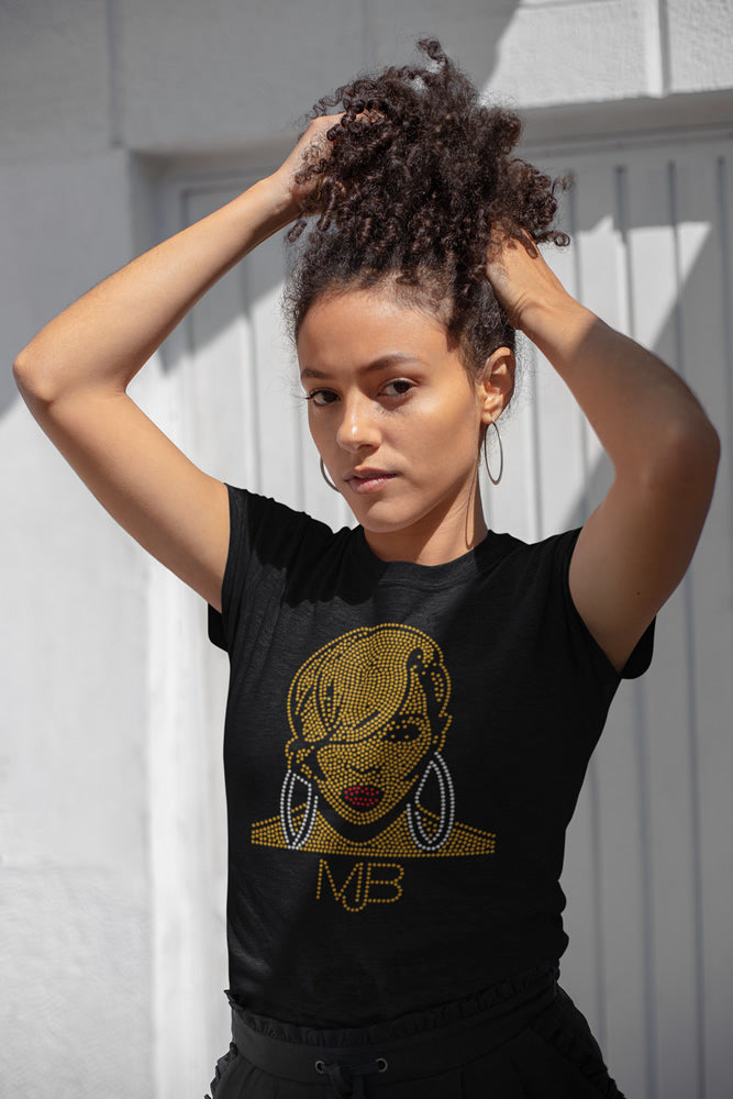 MJB Red Lipstick Rhinestone T-shirt; Mary J Blige; music, celebrity; Design-MJB1