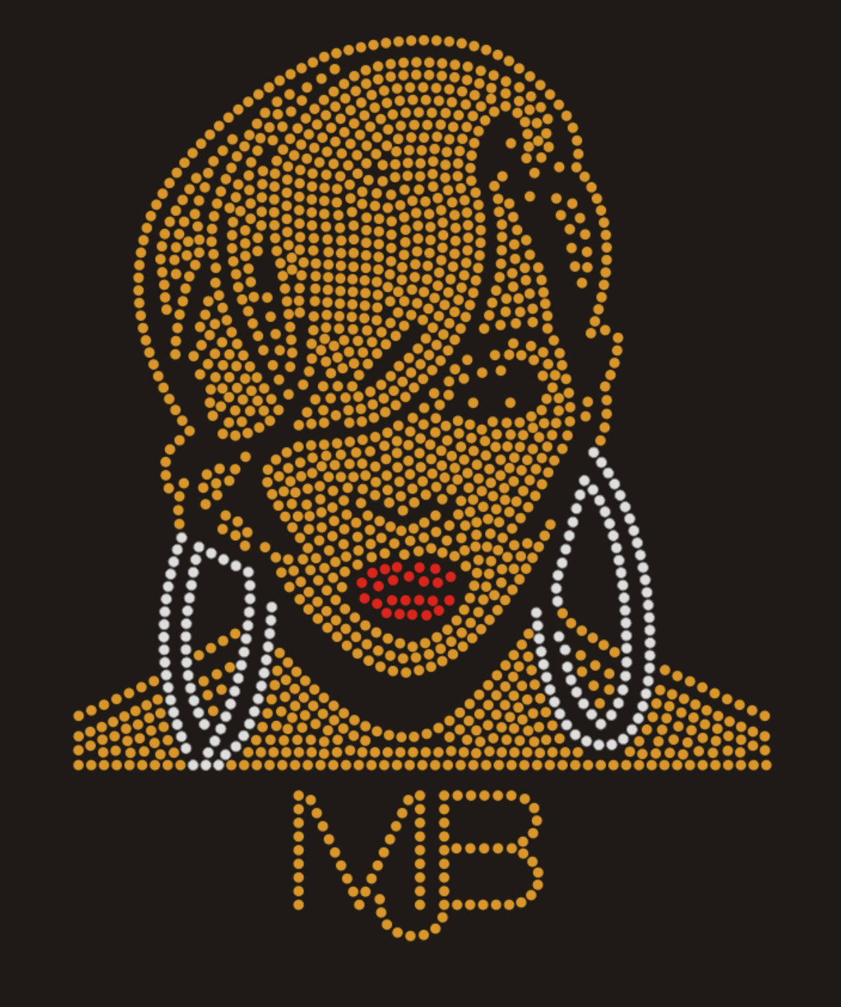 MJB Red Lipstick Rhinestone T-shirt; Mary J Blige; music, celebrity; Design-MJB1