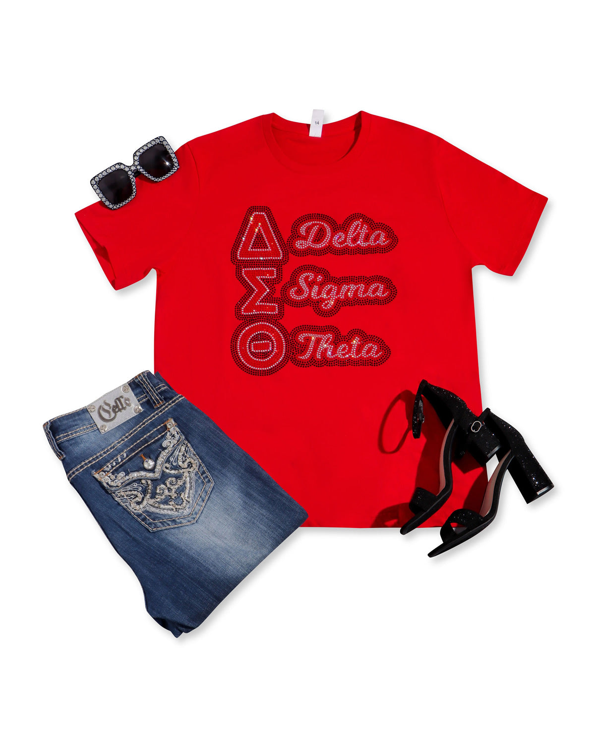 Delta Sigma Theta Rhinestone T-shirt; DST; Greek; Large design; Design-DS4