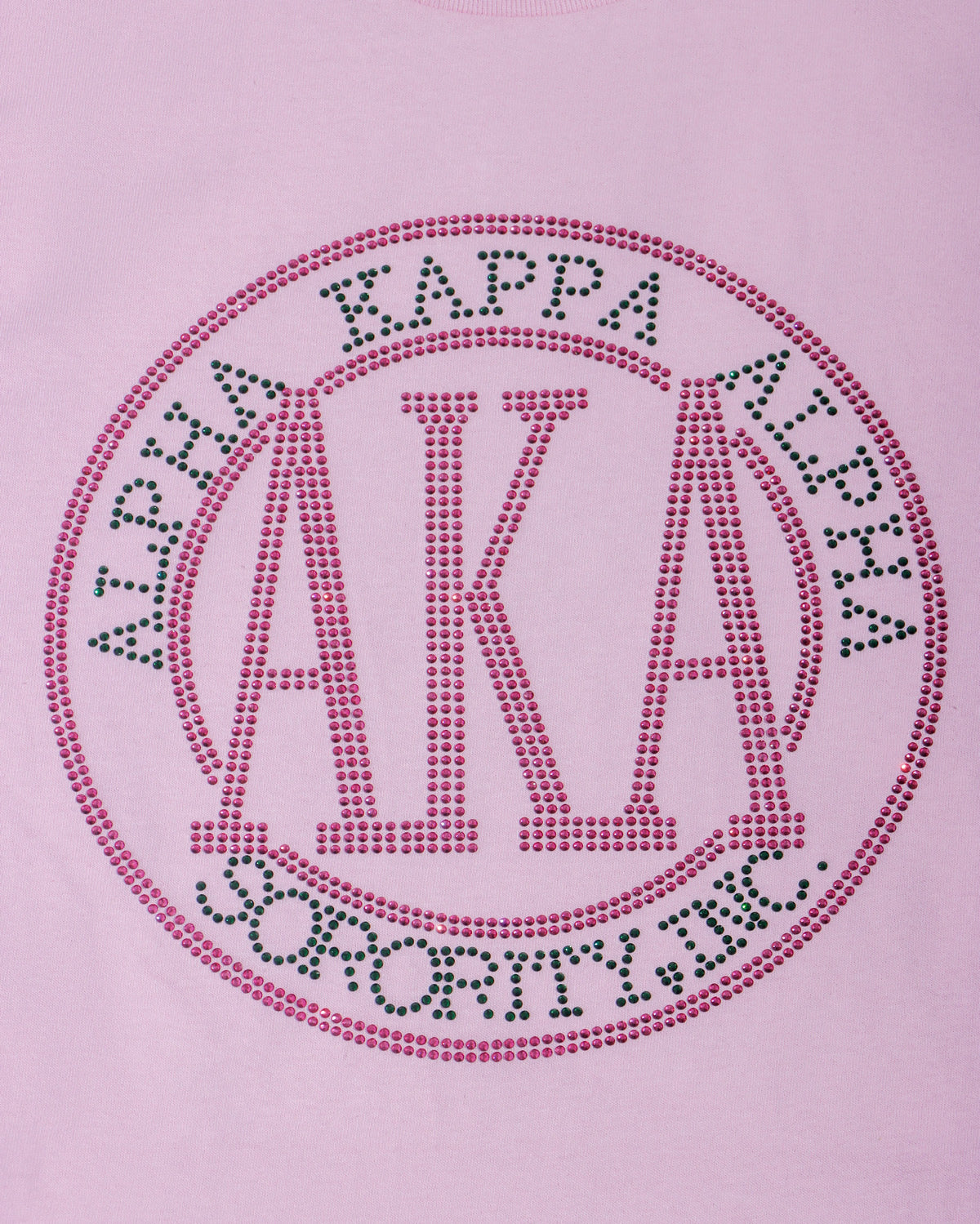 AKA Sorority, Inc.Circle Emblem Rhinestone T-shirt; Alpha Kappa Alpha, Greek; Design-AK4