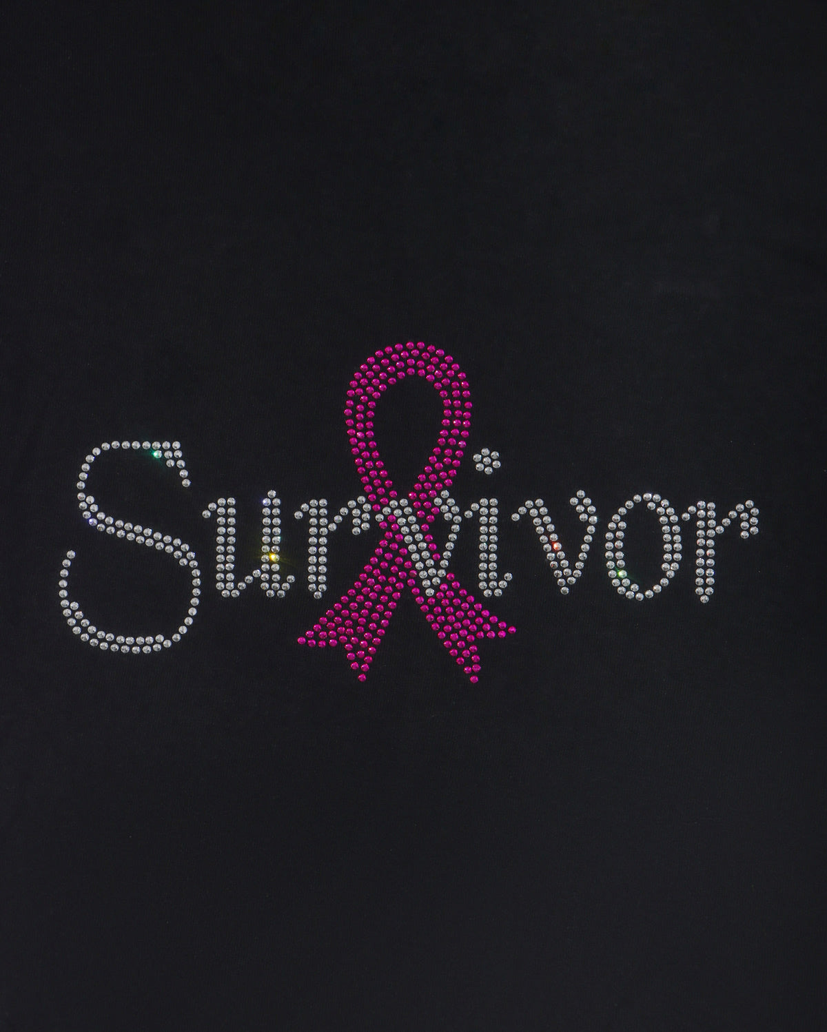 Survivor Pink Ribbon Rhinestone T-shirt; Breast Cancer; Design-BC3