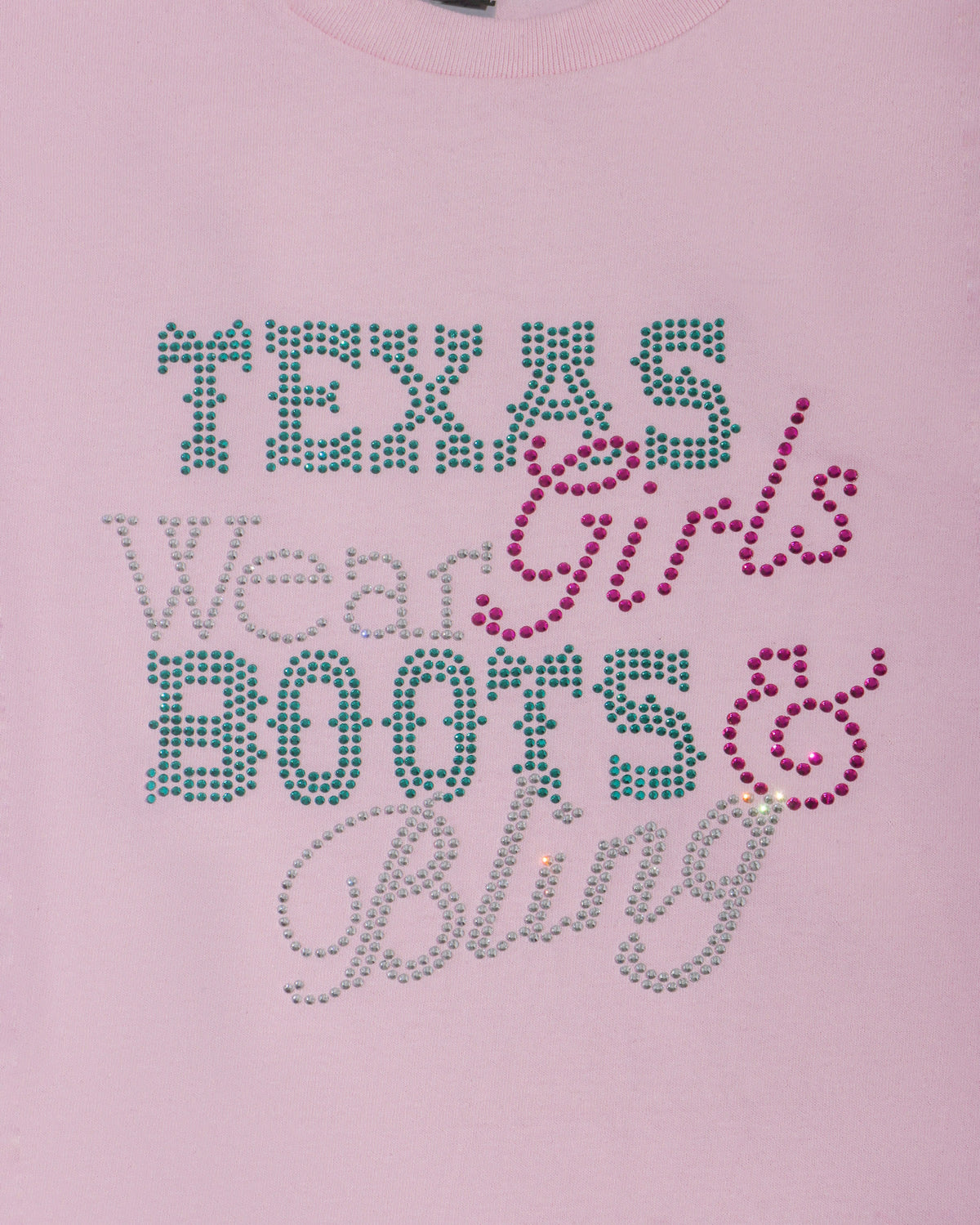 TEXAS Girls Wear BOOTS & Bling Rhinestone T-shirt; Design WEST-6