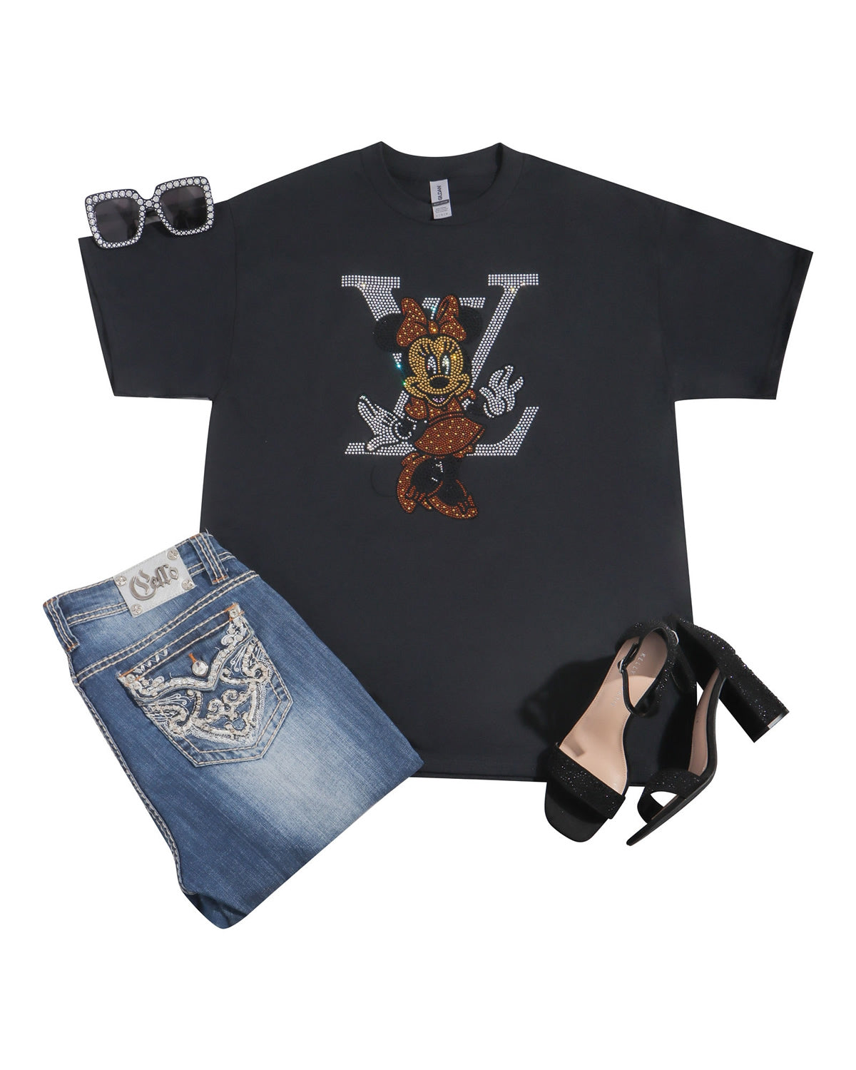 LV Minnie Mouse Rhinestone T-shirt; Louis Vuitton, Large design; Design-LV5MM