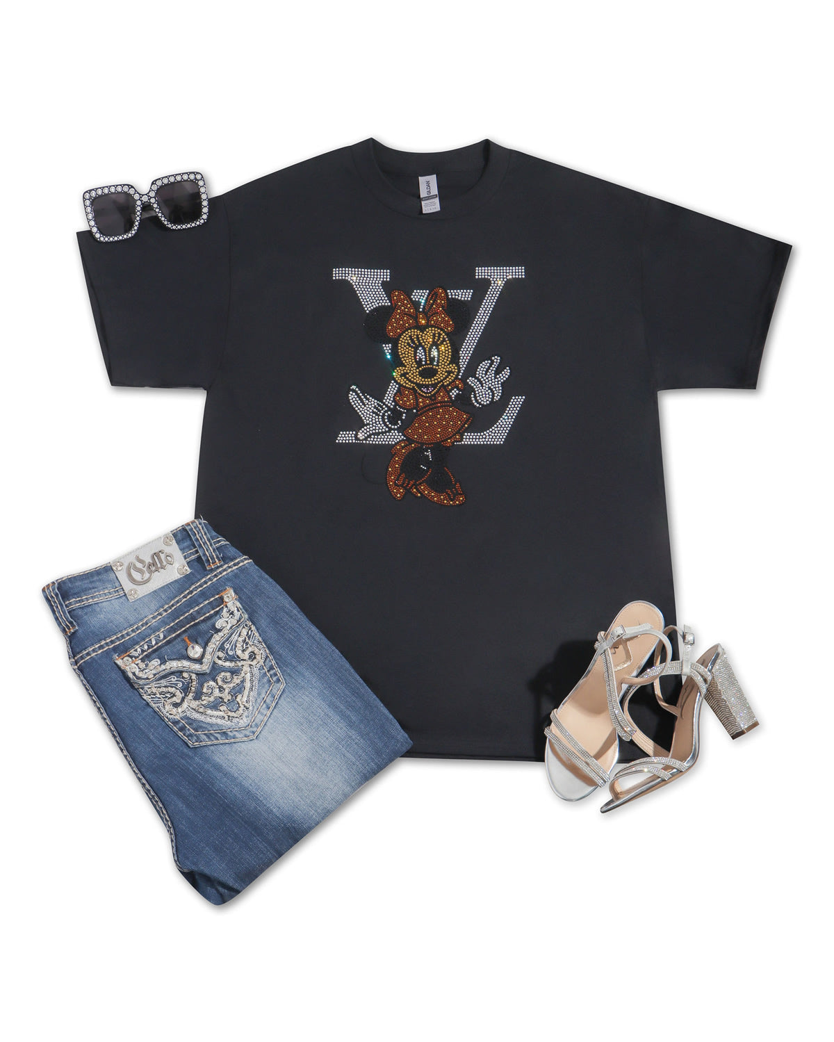 LV Minnie Mouse Rhinestone T-shirt; Louis Vuitton, Large design; Design-LV5MM